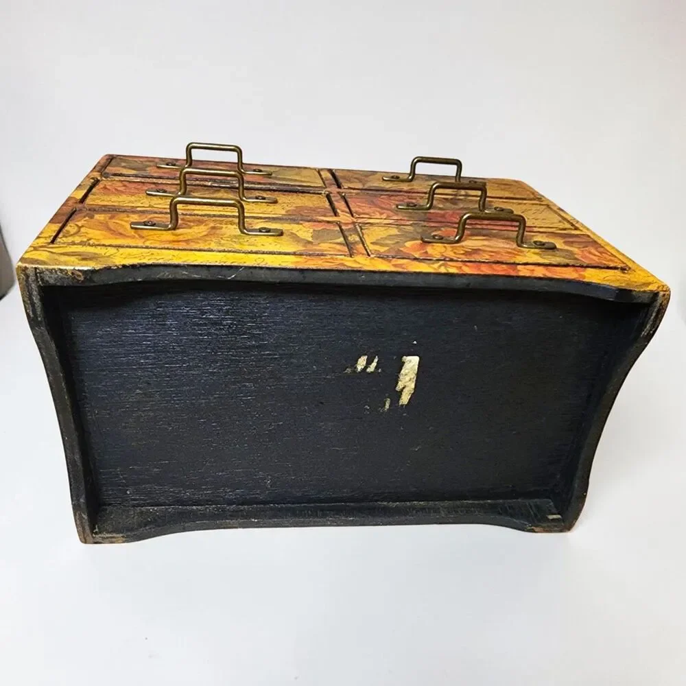 Floral 6 Drawer Desktop Organizer Jewelry Chest Shabby Chic Wood Box